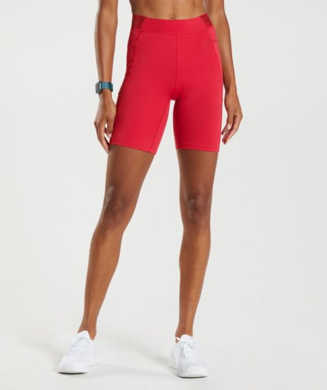 Women's Gymshark Training Brandmark Cycling Shorts Red | NZ 2NXCEW